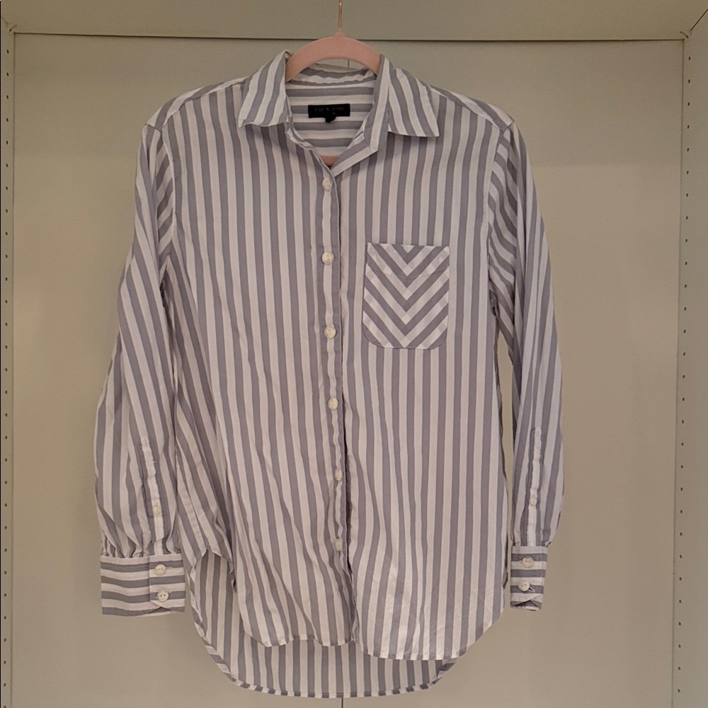 Rag & Bome white/grey striped button shirt